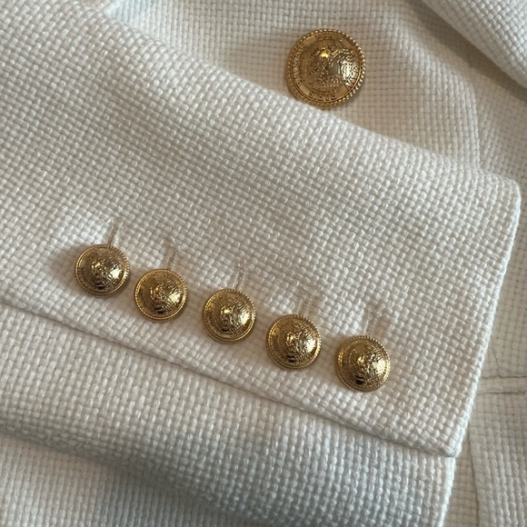 NEW BALMAIN DOUBLE-BREASTED BLAZER SIZE FR 36 US 04 COLOR BLANC GOLD BUTTONS - Picture 9 of 16